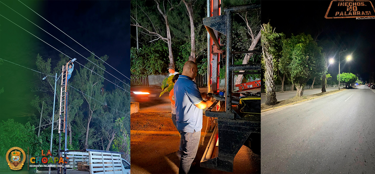 LAS CHOAPAS AVANZA EN LA RENOVACIÓN DEL ALUMBRADO PÚBLICO; YA LLEGARON 610 NUEVAS LUMINARIAS LED