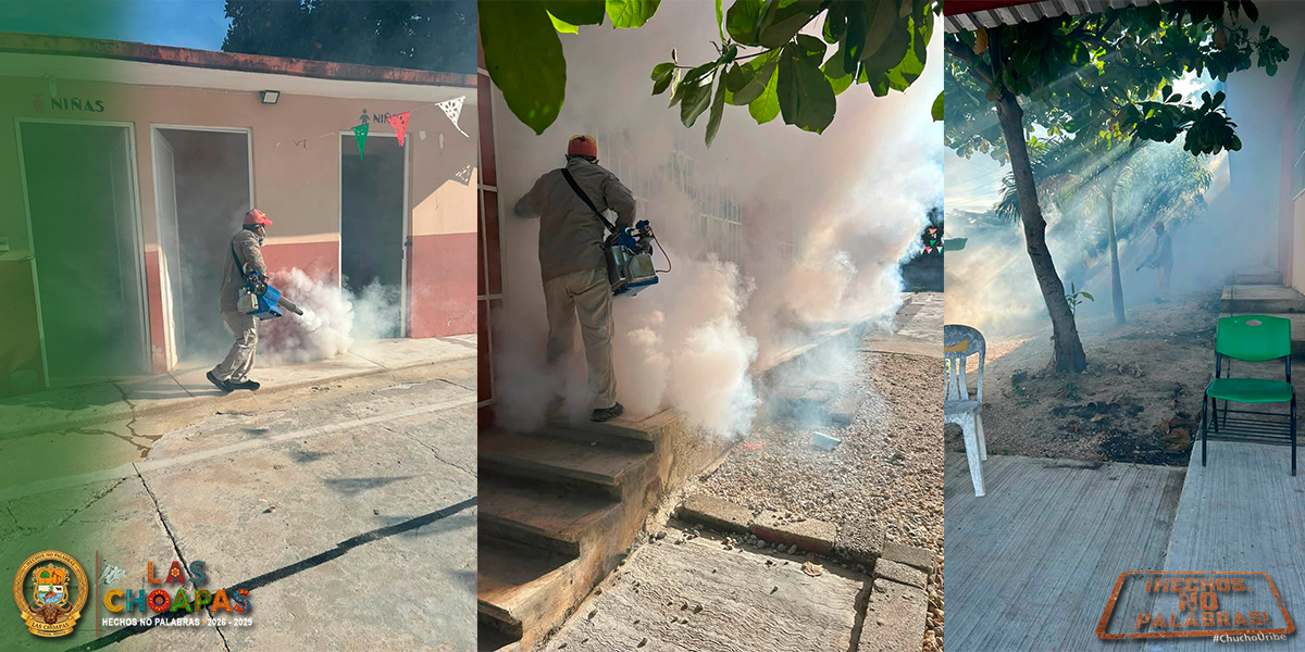 Continúan las brigadas de fumigación contra el dengue en Las Choapas.