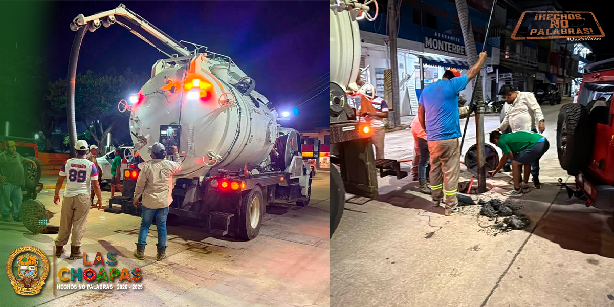 OBRAS PÚBLICAS | DESAZOLVE NOCTURNO Y LLAMADO A COMERCIANTES