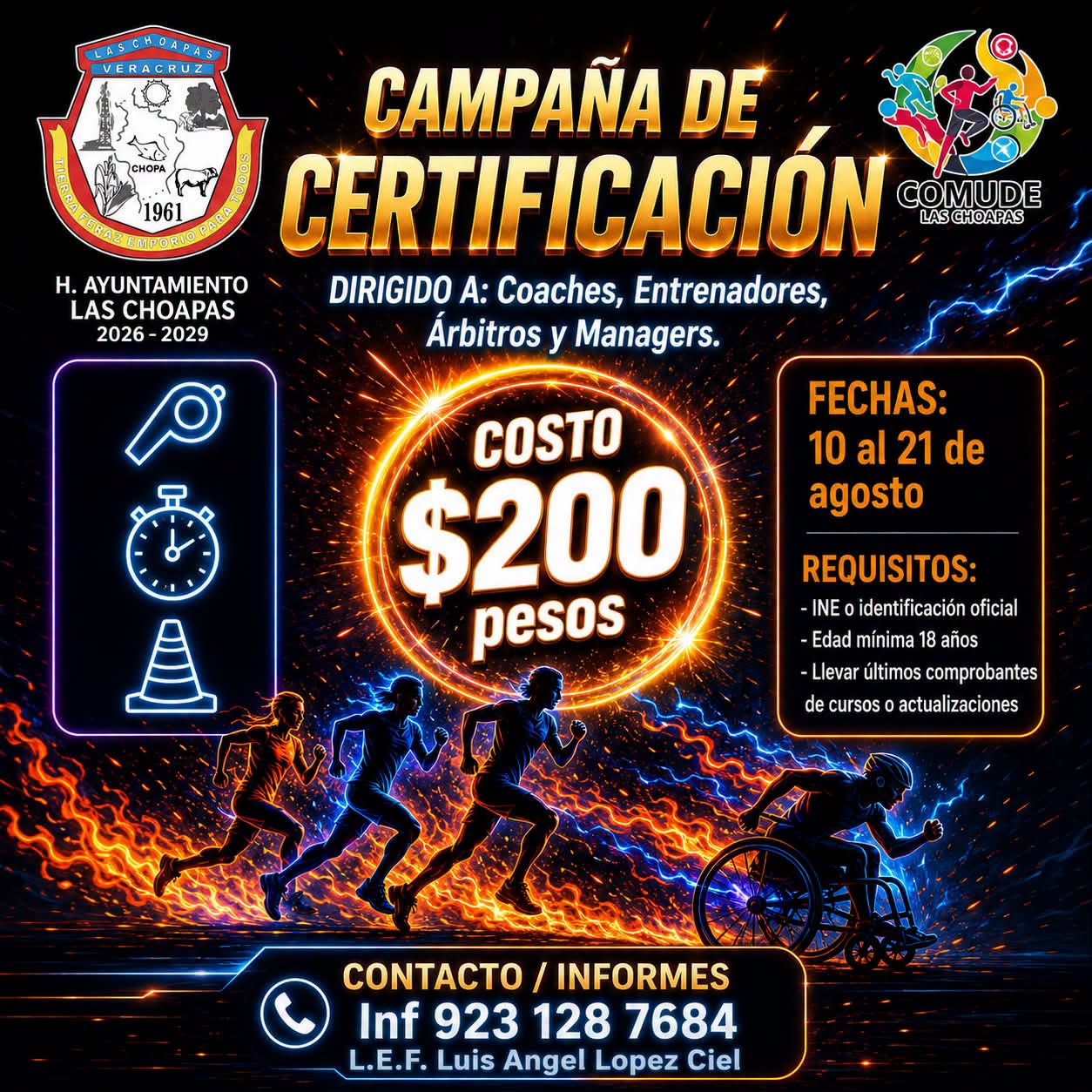 CERTIFICACIÓN PARA FORTALECER EL DEPORTE EN LAS CHOAPAS