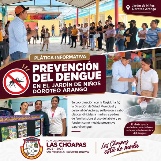 REFUERZAN ACCIONES DE PREVENCIÓN DEL DENGUE EN EL JARDÍN DE NIÑOS DOROTEO ARANGO
