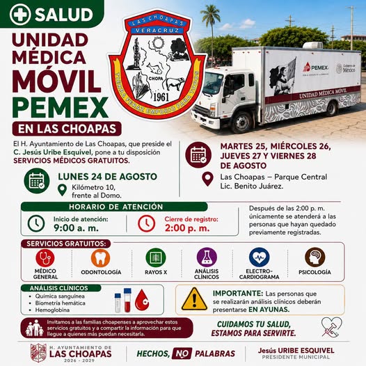 🏥 ¡UNIDAD MÉDICA MÓVIL PEMEX EN LAS CHOAPAS!