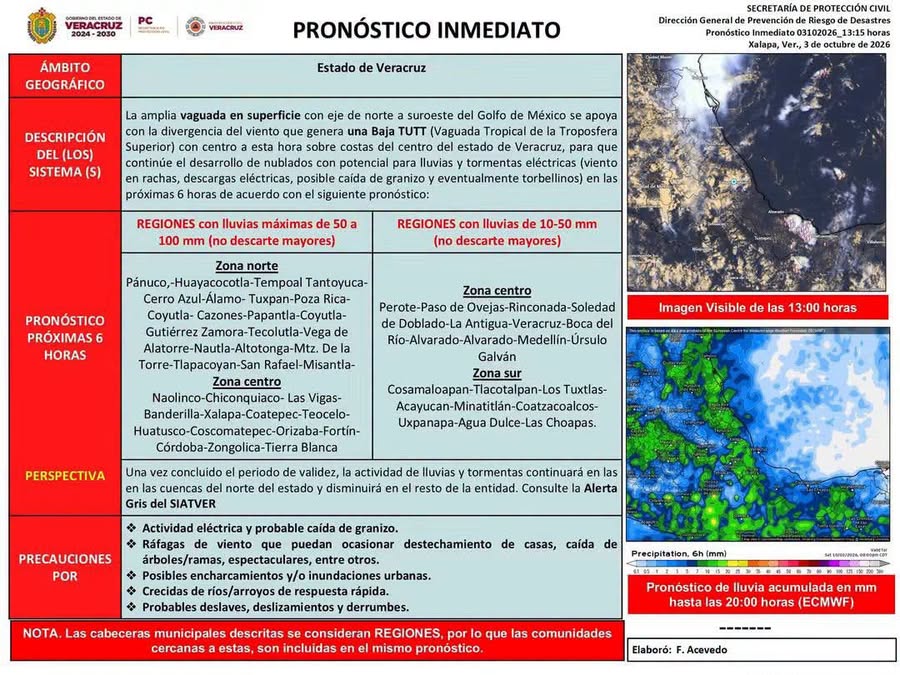 PROTECCIÓN CIVIL INFORMA | PRONÓSTICO INMEDIATO