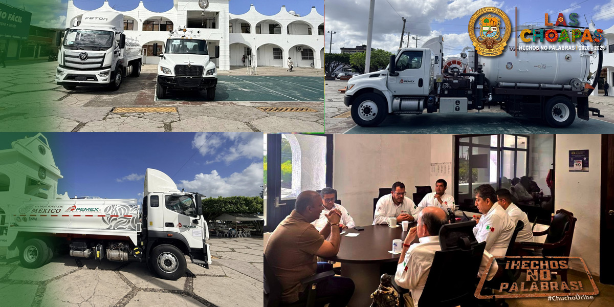 Pemex realiza donación de pipa, vactor, combustible y asfalto a Las Choapas