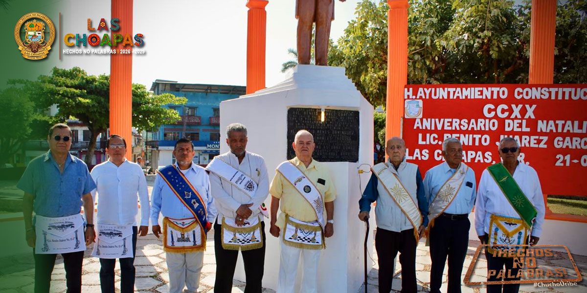El H. Ayuntamiento de Las Choapas realiza acto cívico y parada masónica en honor al Benemérito de las Américas